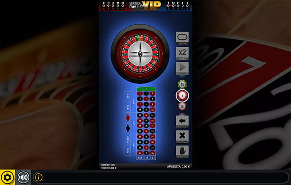 Bildschirm während eines vertikalen VIP-Roulette-Spiels in einem der Casino mit Gaming1.