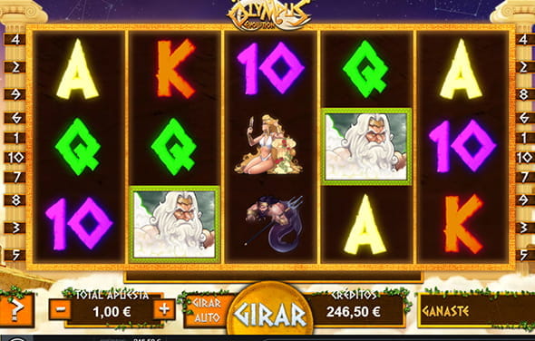 Bildschirm während eines Spiels des Olympus Evolution Slots in einem der Casino mit Gaming1.