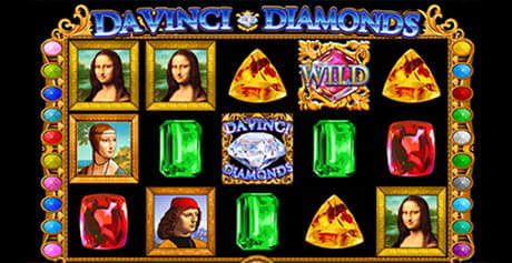 Der von IGT entwickelte DaVinci Diamonds Slot mit seinen fünf Walzen, drei Reihen und den Gemälden des Renaissance-Meisters.