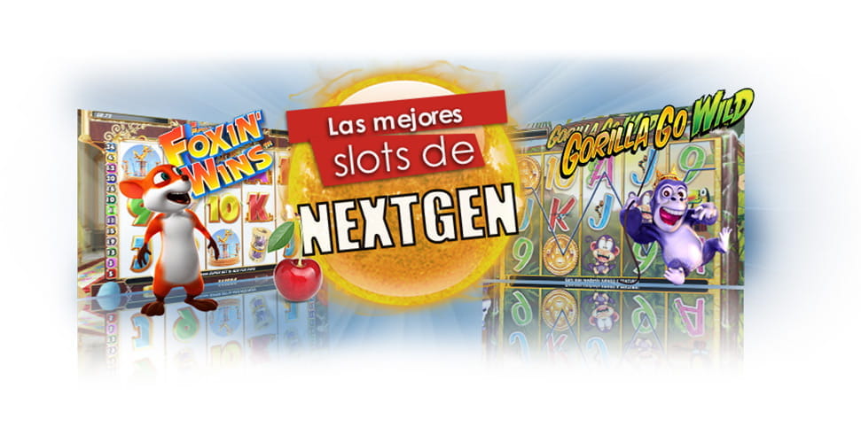 Spielbildschirm der Foxin 'Wins und Gorilla Go Wild Slots und in der Mitte können Sie lesen: die besten NextGen Slots.