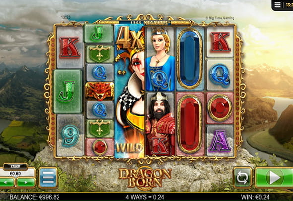 Tablero del juego de slot Dragon Born para Casino online.