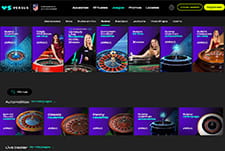 Die Roulette-Tische auf der Casino-Website VERSUS