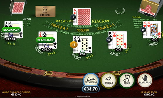 Juego demo del Cashback Blackjack en un casino online switzerland.