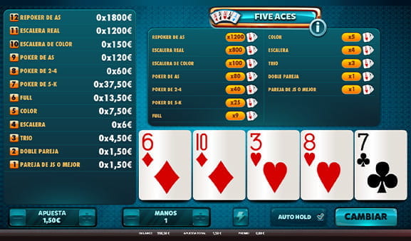 Portada del juego de vídeo póker Five Aces.