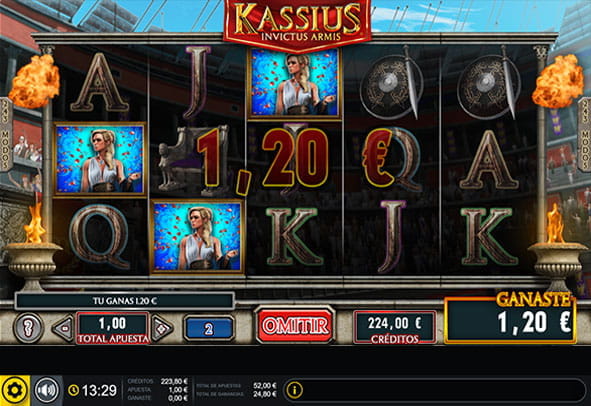 Bildschirm des Kassius Slots von Gaming1 während eines Spiels in der Demoversion.