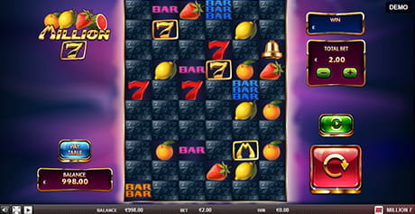 Spielbildschirm des Million 7 Slots von Red Rake.