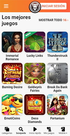 Vista general de la app del casino sueco LeoVegas en Switzerland para iOS y Android.