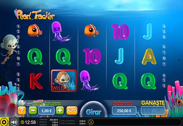 Tablero de la slot Pearl Tracker online para Casino online de Switzerland con sus cinco rodillos y tres filas.