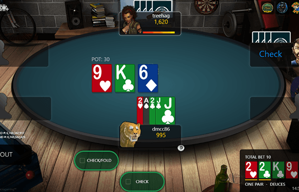 Omaha Hold'em Online-Pokertisch im Casino.