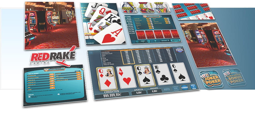 Mehrere Red Rake Video Poker Maschinen.