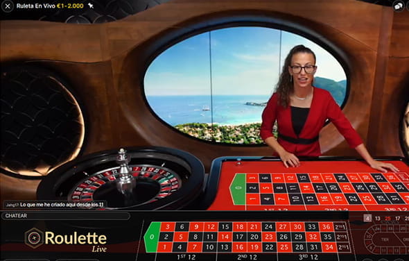 Evolution Gaming Live Roulette mit einem Croupier in einem Online Casino spielen.
