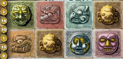 Symbole von Gonzo's Quest Online-Slot in der Computerversion.