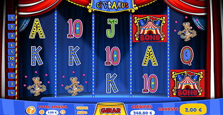 Bildschirm des Cirtakus-Slots während eines Spiels in einem der Casino mit Gaming1.