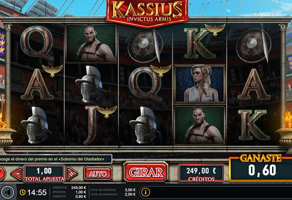 Der Hauptbildschirm des Kassius-Slots während eines Spiels in einem der Casino mit Gaming1.