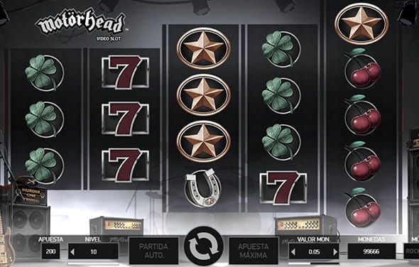 Spielen Sie den NetEnt Motörhead Slot in einem Online Casino mit den Hauptsymbolen auf den Walzen.