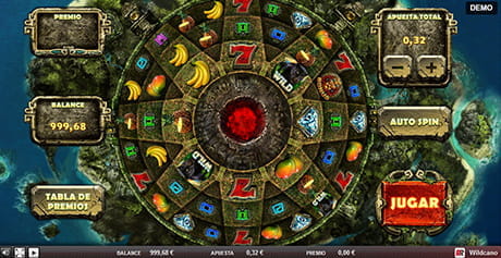 Spielbildschirm des Wildcano-Slots von Red Rake.