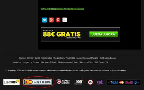 In der Fußzeile eines Online-Casinos sehen Sie die Namen der verschiedenen Organisationen, die die Sicherheit und Rechtmäßigkeit derselben überprüfen, zum Beispiel das Safe Gambling Seal der spanischen Regierungsbehörde.