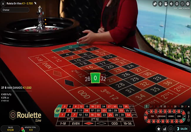 Ein Live-Roulette-Tisch mit einem Dealer.