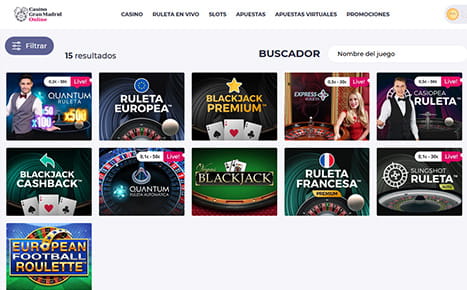 Der Playtech-Spielekatalog ist im Casino Gran Madrid erhältlich.