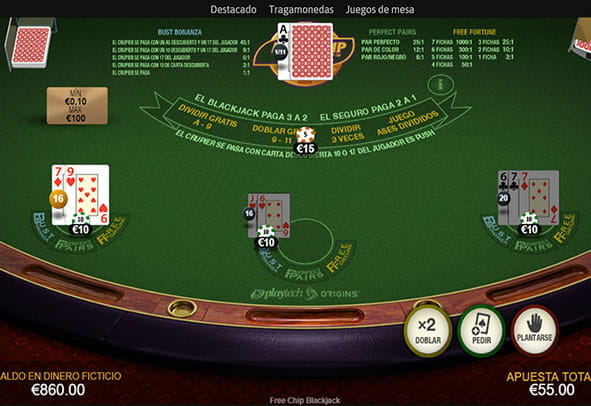 Juego demo del Free Chip Blackjack de Playtech.