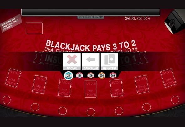Tablero del juego blackjack Multimano Vip en versión demo para Casino online.