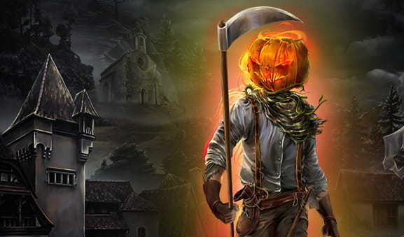 Portada de la tragaperras de Red Rake Jack O'Lantern vs El Jinete sin Cabeza.