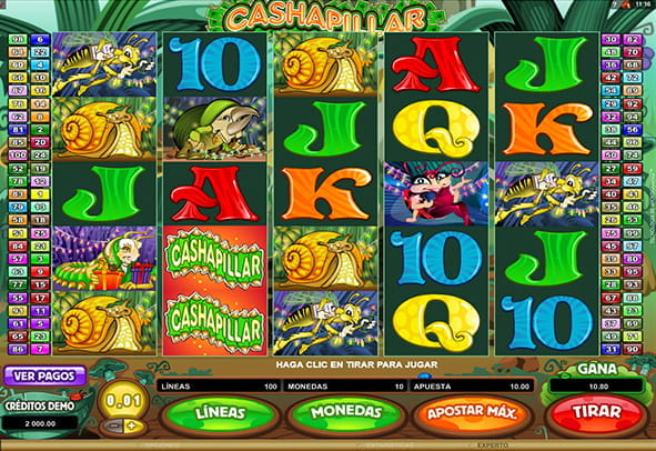 Juego de la tragaperras Cashapillar de Microgaming.