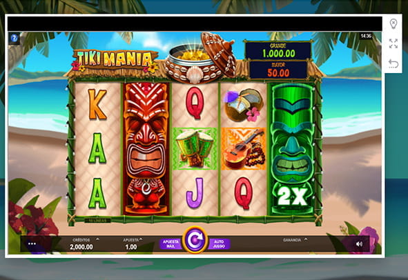 Una partida de la slot Tiki Mania de Microgaming.