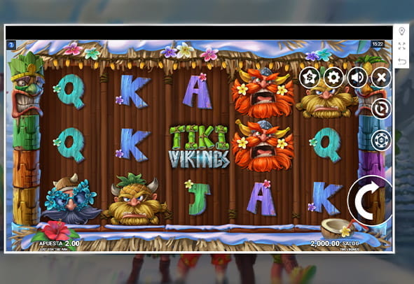 Partida a la slot Tiki Vikings de Microgaming en un casino online seguro.