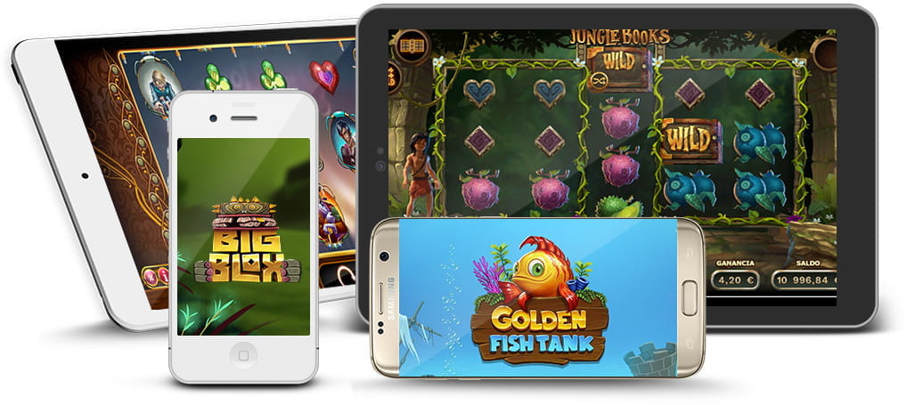 Tablets und Mobiltelefone mit einigen der Yggdrasil-Slots für Casino.