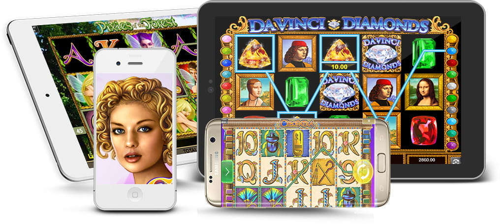 Mehrere Optionen mit speziellen Spielen für mobile Geräte, die auf Handys und Tablets mit IGT-Slots im bwin Casino angezeigt werden.