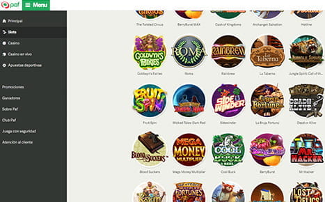 Paf Casino Lobby, in der einige der wichtigsten Slots erscheinen, die der Betreiber anbietet, einschließlich der von NetEnt.