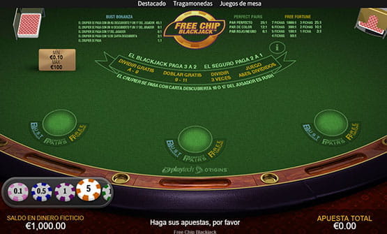 Portada del juego Free Chip Blackjack de Playtech.