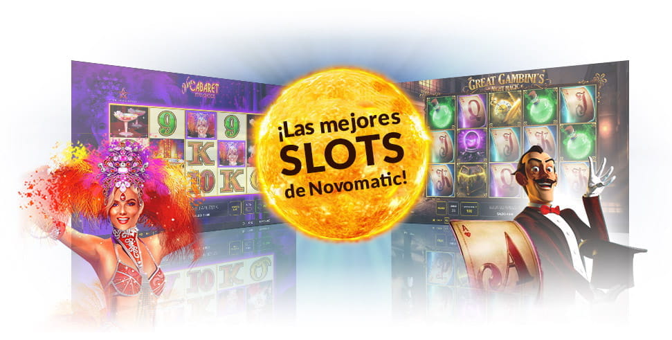 Bildschirme des Viva Cabaret und des Great Gambini's Night Magic Slots von Novomatic.