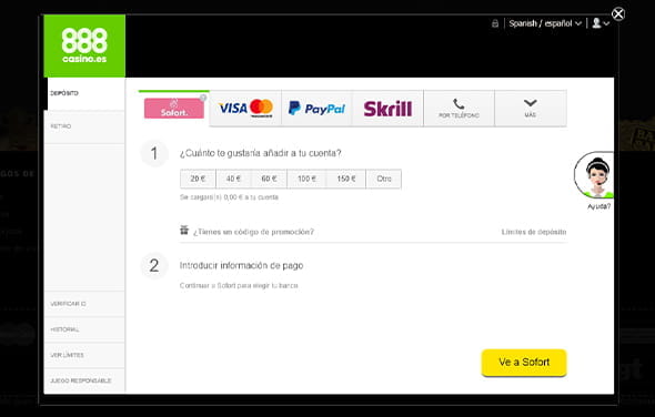 Einzahlungsbildschirm zur Verwendung mit Klarna.