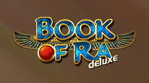 Logo des Spielautomaten Book of Ra Deluxe von Novomatic.