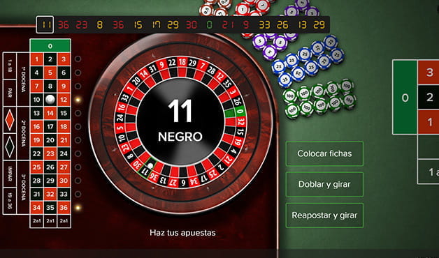 Partida a la ruleta calles de oro. En el centro del cilindro se anuncia el número ganador.