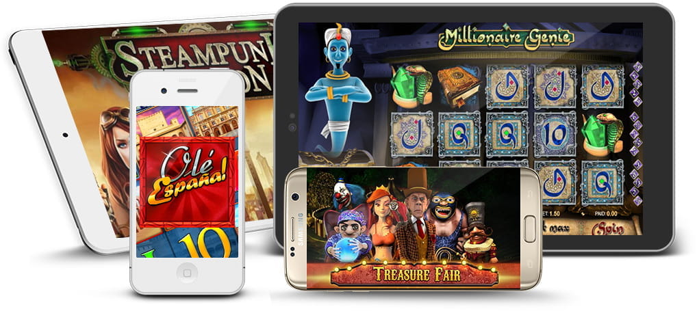 Mobile Geräte, die Abschnitt 8 Studio-Spiele präsentieren.