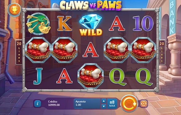 Spielen Sie den Claws vs Paws Slot von Playson in einem sicheren Casino.