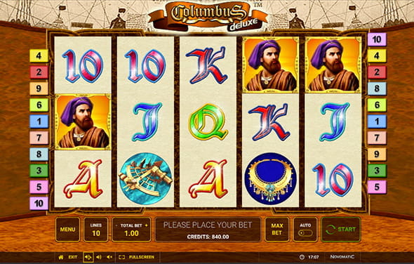 Bildschirm zum Columbus Deluxe Slot von Novoline für Online Casino.