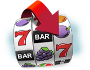 Drei Walzen einer klassischen Maschine mit ihren charakteristischen Symbolen und einem roten Datum, das hinter der ersten Walze hervorkommt und vor allen Walzen vorbeigeht, bis die Spitze auf eines der Symbole der dritten Walze zeigt.