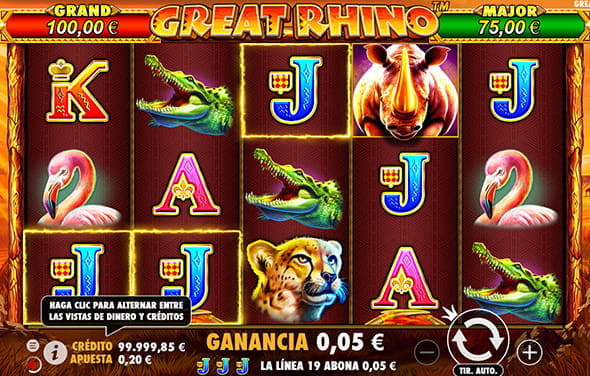 Spielen Sie den pragmatischen Spielautomat Great Rhino in einem Online-Casino.